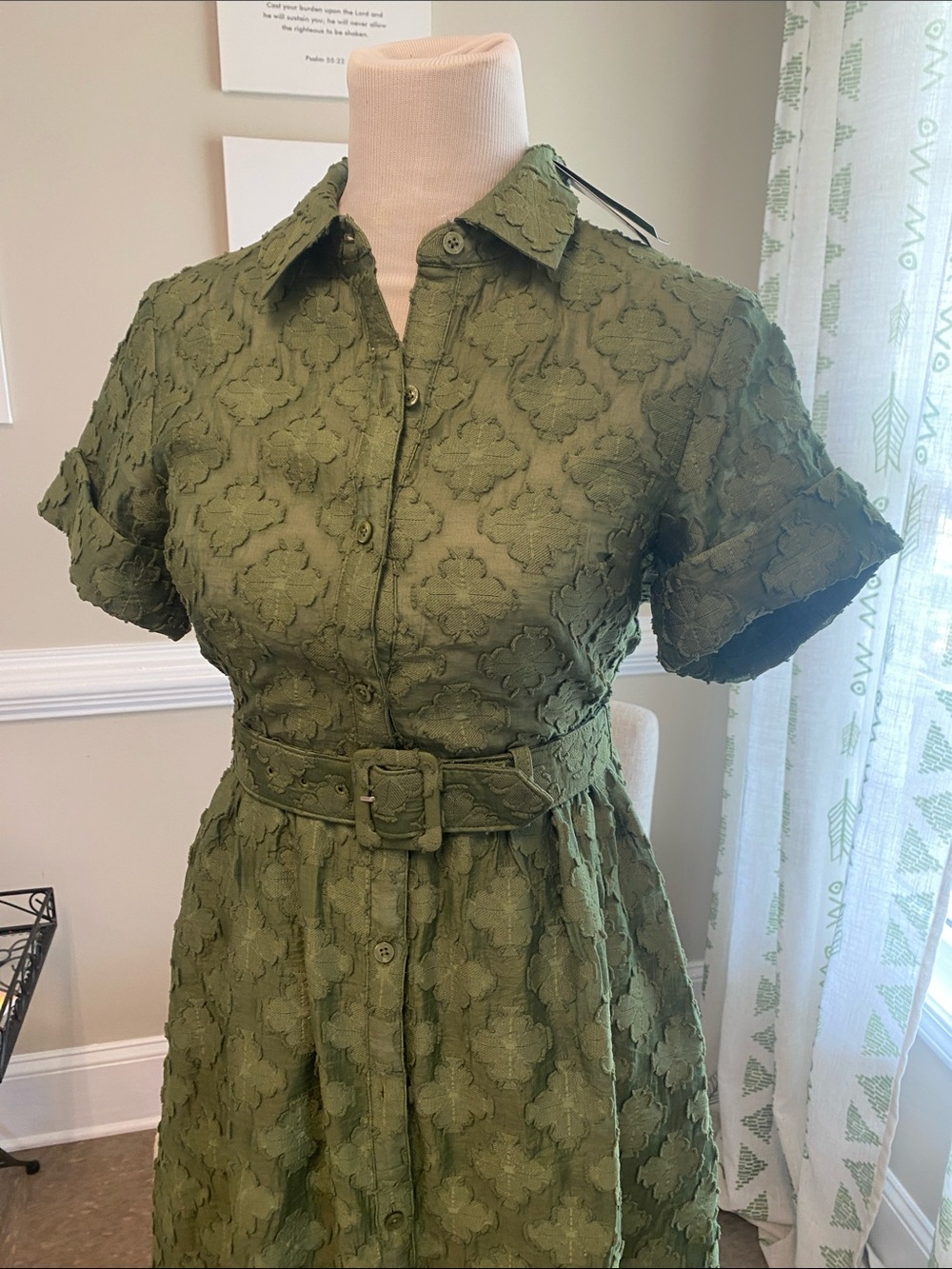 kate spade Olive Green Lace Belted Midi Dress - Picture 11 of 11
